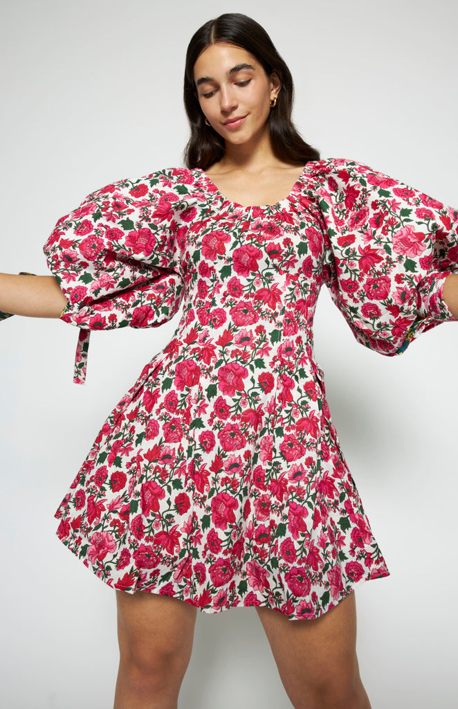 All Things Mochi - Rose Reversible Dress Fuchsia - Mochi Uplifted - reversible floral printed mini dress 