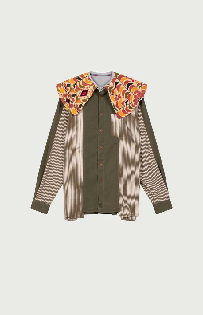 All Things Mochi - Jan Shirt - Mochi Reconstructed - Shirt with embroidered Jaipur oversized collar (front)