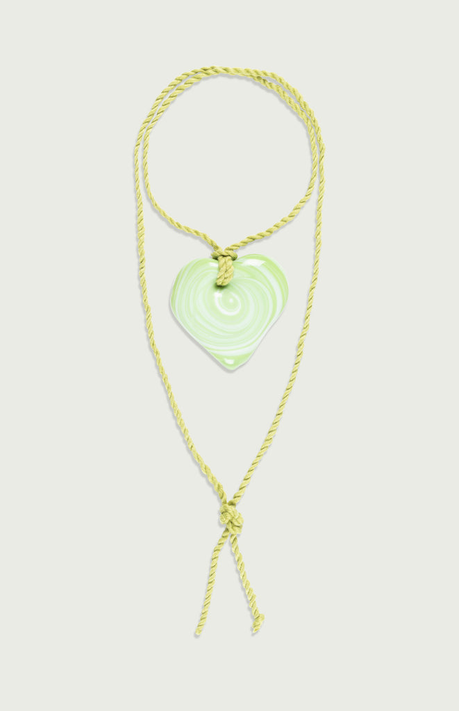 All Things Mochi - The Gift Edit - Sweetheart Glass Necklace Large - Lime (front)