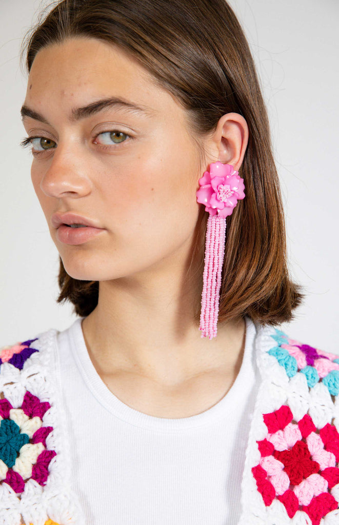 All Things Mochi - Zinnia Earrings - asymmetrical floral earrings