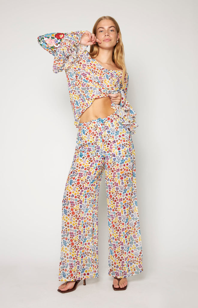 All Things Mochi - Hungary Collection - Mochi Signatures - Bora Pants - Floral flared style trousers - Multi (front)