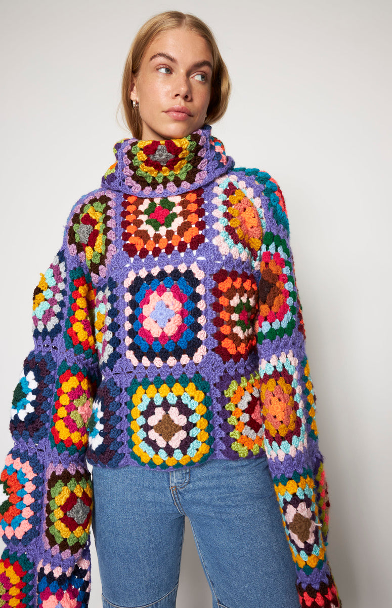 Floor Crochet Sweater Purple | Shop Online | Mochi ® Official Store