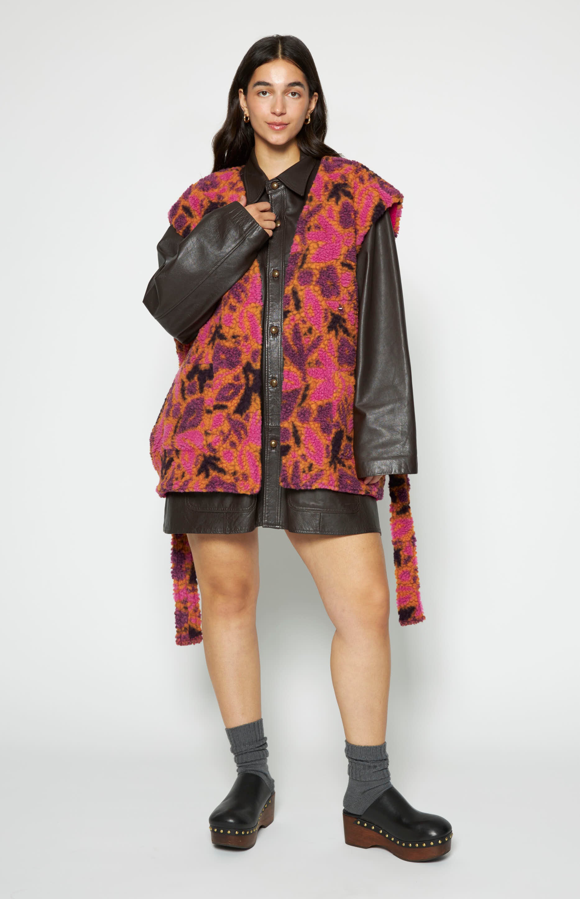 Blondie Reversible Fleece Vest Orange | Shop Online | Mochi