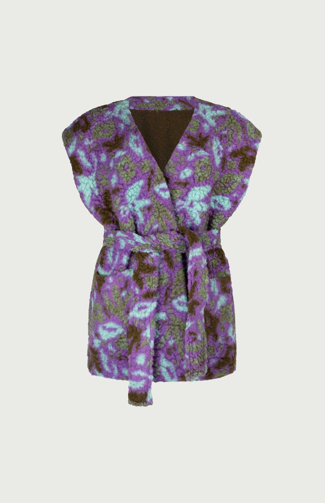 All Things Mochi - Femme Fatale - Blondie Reversible Fleece Vest - Purple (front)