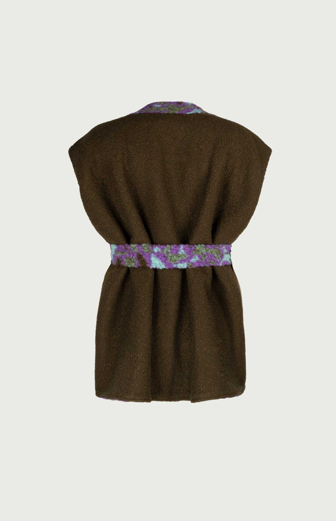All Things Mochi - Femme Fatale - Blondie Reversible Fleece Vest - Purple (reversed, back)