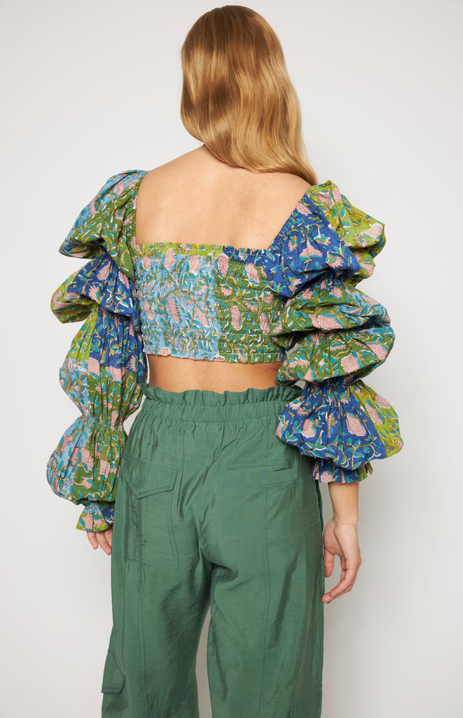 All Things Mochi - The Garden Party - Fizz Top - Shirred Crop Top - Green (back)