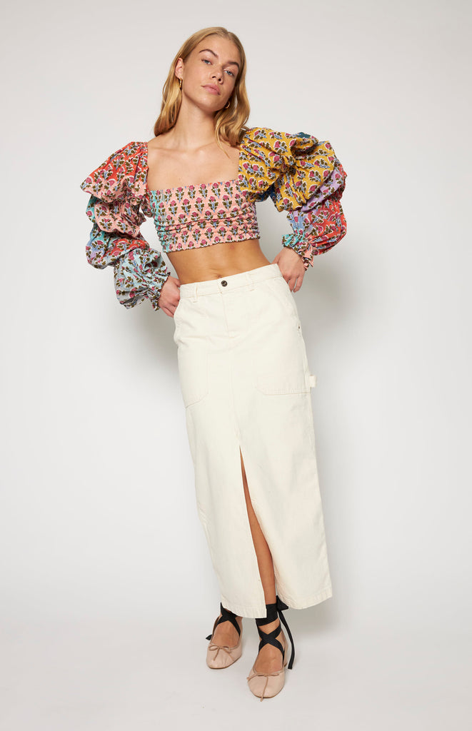 All Things Mochi - The Garden Party - Fizz Top - Shirred Crop Top - Multi (front)