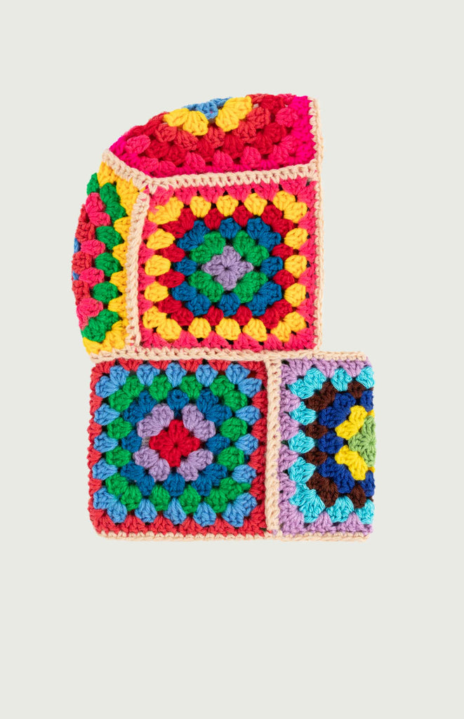 Iman Crochet Balaclava - All Things Mochi - unique colorful Mochi Reconstructed crochet hat (front)