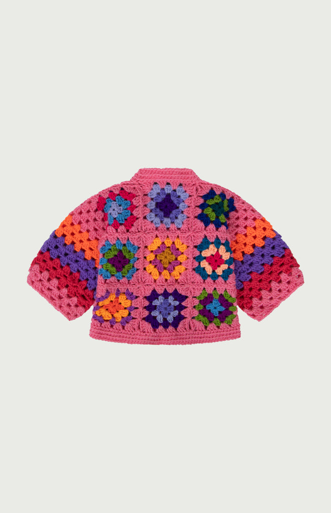 All Things Mochi - Mini Mochi - Mini Lina Crochet Cardigan Pink - back