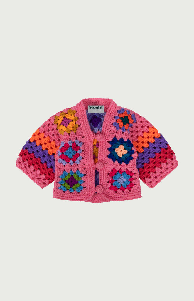 All Things Mochi - Mini Mochi - Mini Lina Crochet Cardigan Pink - front
