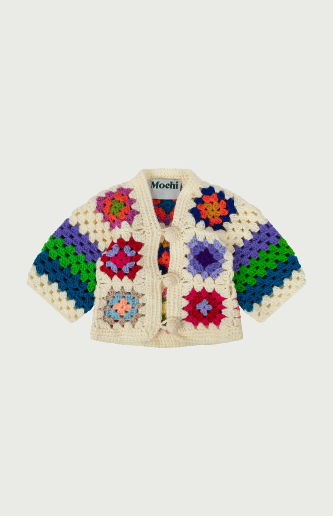 All Things Mochi - Mini Mochi - Mini Lina Crochet Cardigan White - front