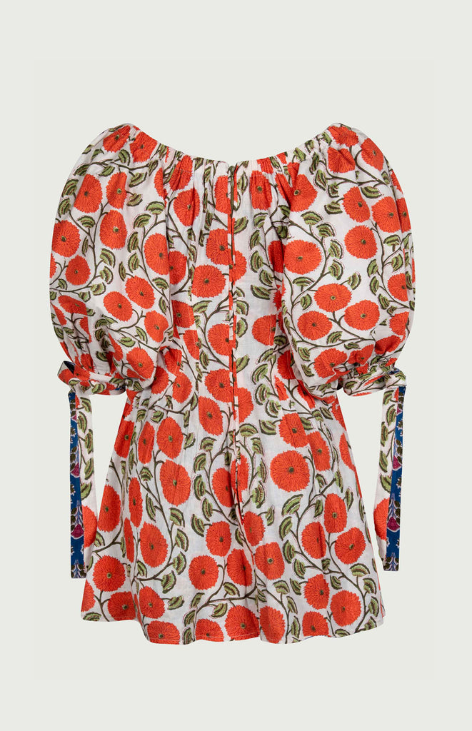 All Things Mochi - Rose Reversible Dress Orange - block print back