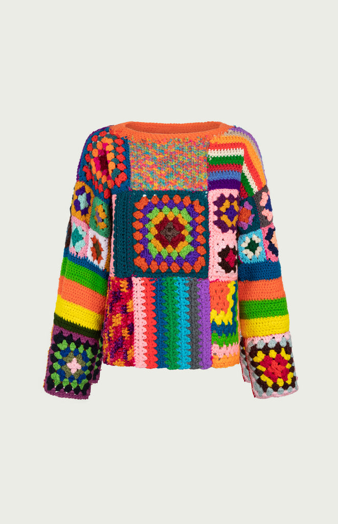 All Things Mochi - The Garden Party - Harry Crochet Sweater - unique colorful crochet sweater - Multi (back)
