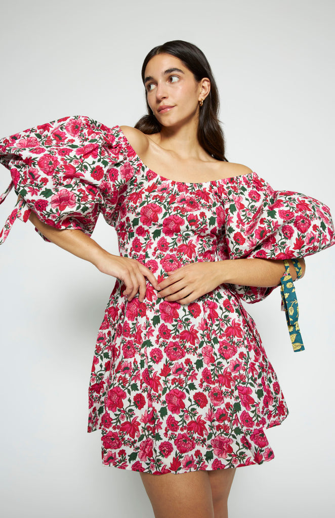All Things Mochi - Rose Reversible Dress Fuchsia - Mochi Uplifted - reversible floral printed mini dress 