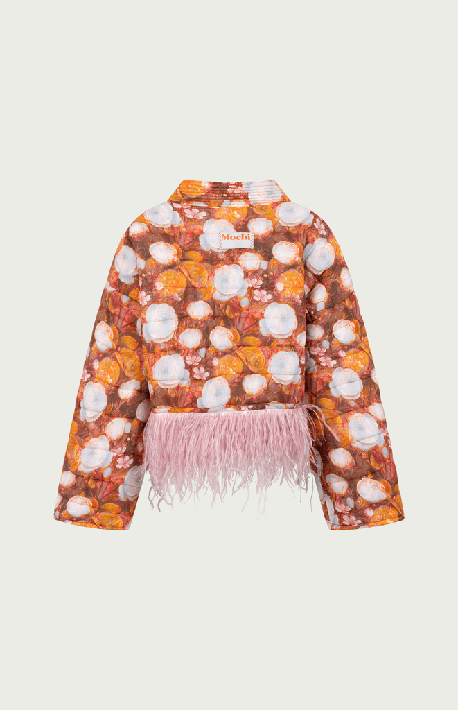 All Things Mochi _ Amsterdam_ Bottom Feather Jacket Pink_ Back Packshot