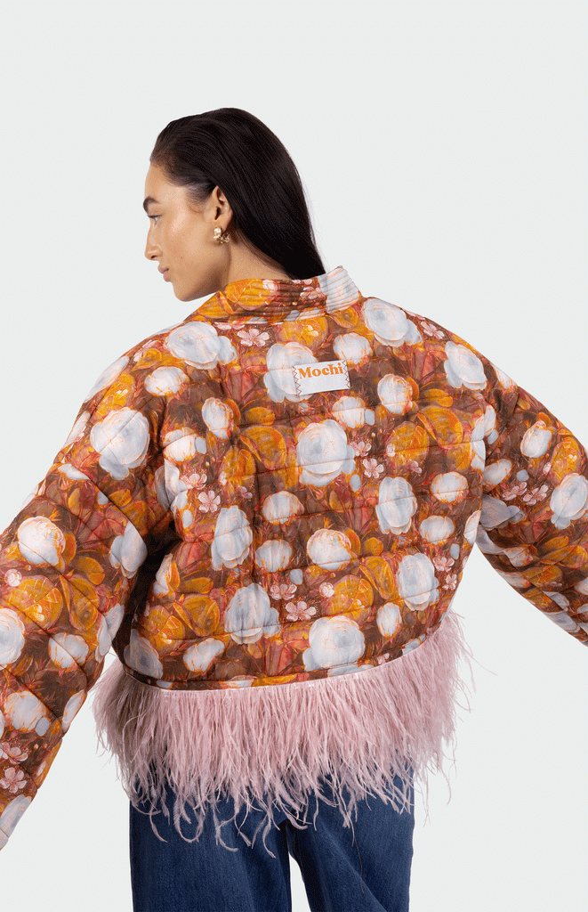 All Things Mochi _ Amsterdam_ Bottom Feather Jacket Pink_ Back Packshot