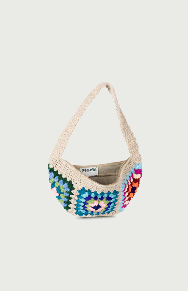 All Things Mochi _ Crochet Shoulder Bag_ Hand sewn crochet_ Amsterdam Beige