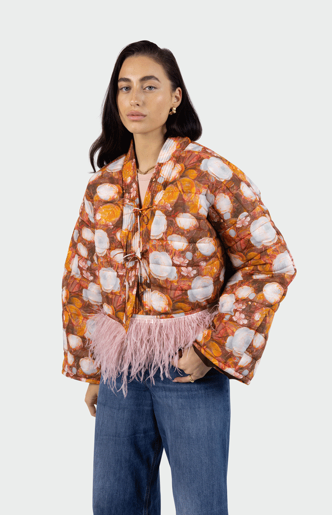 All Things Mochi _ Amsterdam_ Bottom Feather Jacket Pink_ Back Packshot