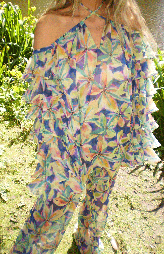 Sama Sheer Ruffle Top