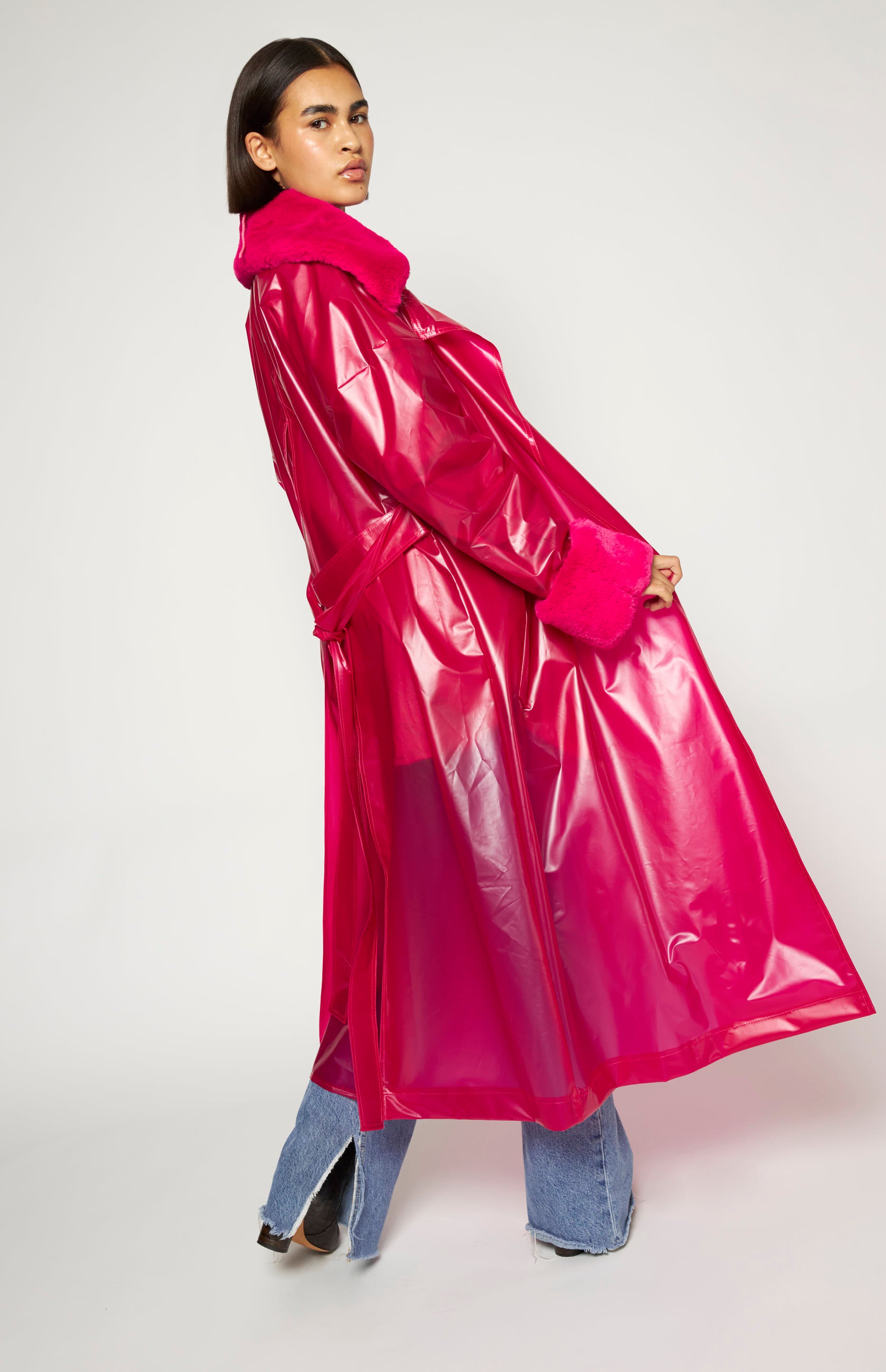 Quatorze mohair switching coat ピンクネイビー Sandro // Pink Twill Over Coat – VSP Consignment