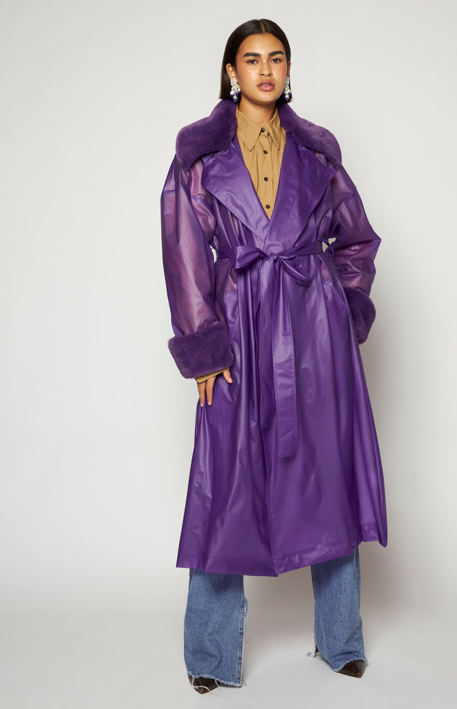 All Things Mochi - Signatures - Falling for You - Keizer Faux Fur Coat - Purple - Faux fur rain coat 