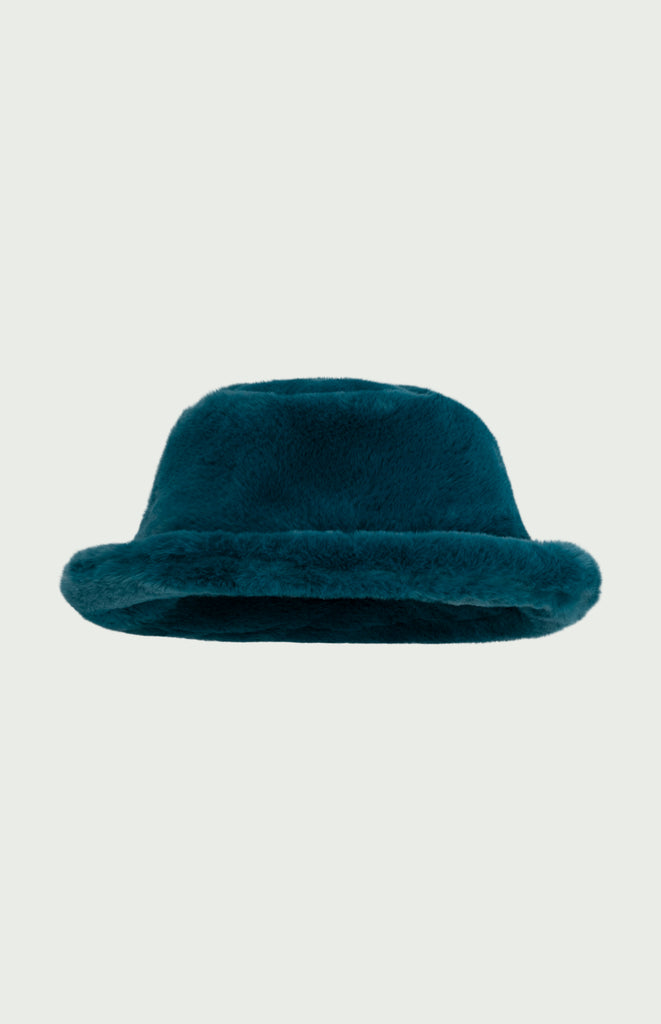 All Things Mochi - Signatures - Falling for You - Prinsen Faux Fur Hat - Aqua - Faux fur bucket hat (front)