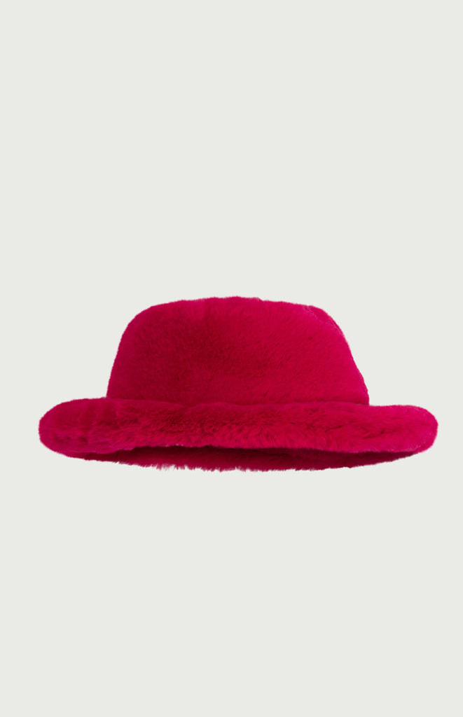 All Things Mochi - Signatures - Falling for You - Prinsen Faux Fur Hat - Fuchsia - Faux fur bucket hat (front)