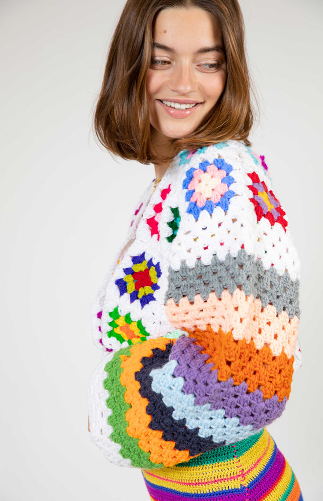 Lisa Crochet Cardigan - All Things Mochi - unique colorful Mochi Reconstructed crochet top