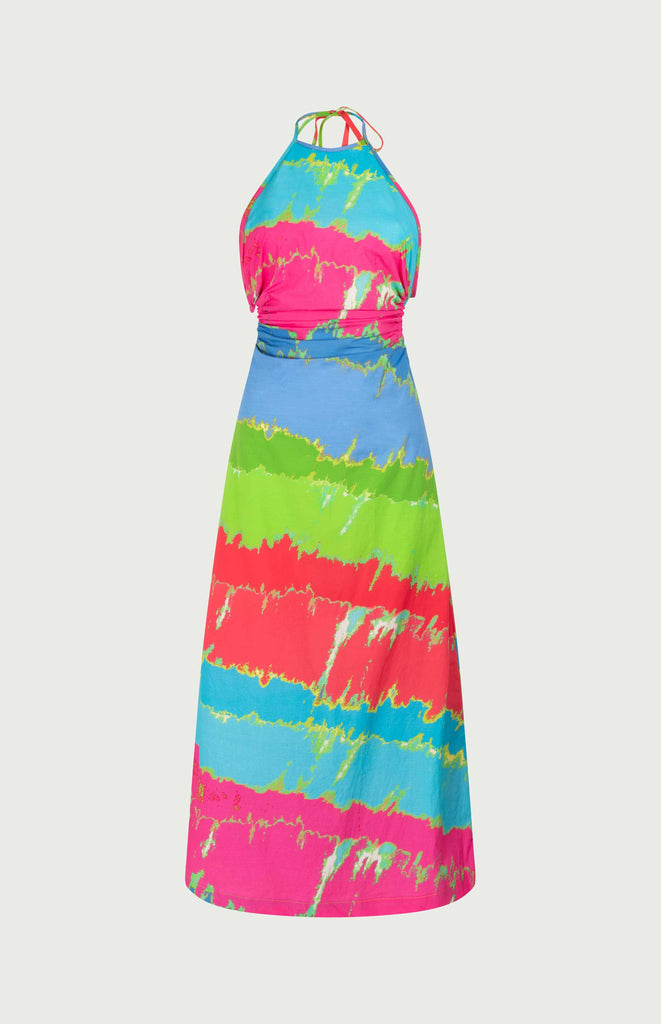 All Things Mochi - Bonnie Dress - Halterneck rainbow dress (front)