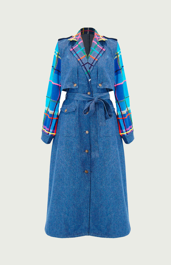 All Things Mochi - Lucy Overcoat - Trench style denim coat - Blue