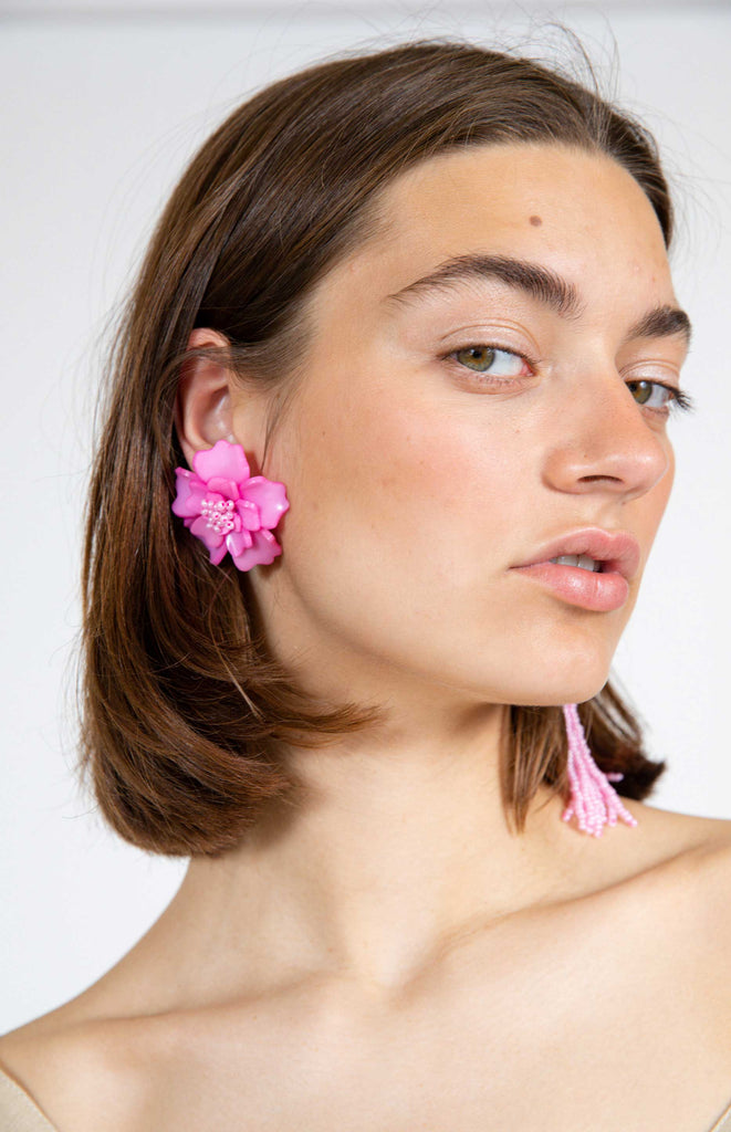 All Things Mochi - Zinnia Earrings - asymmetrical floral earrings