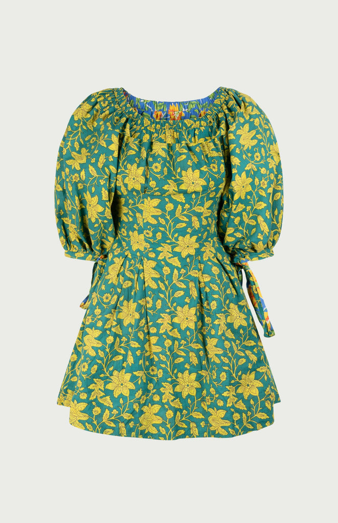 All Things Mochi - Rose Reversible Dress Green - Mochi Uplifted - reversible floral printed mini dress 