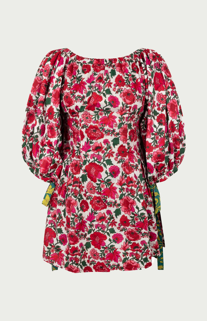 All Things Mochi - Rose Reversible Dress Fuchsia - Mochi Uplifted - reversible floral printed mini dress (front)